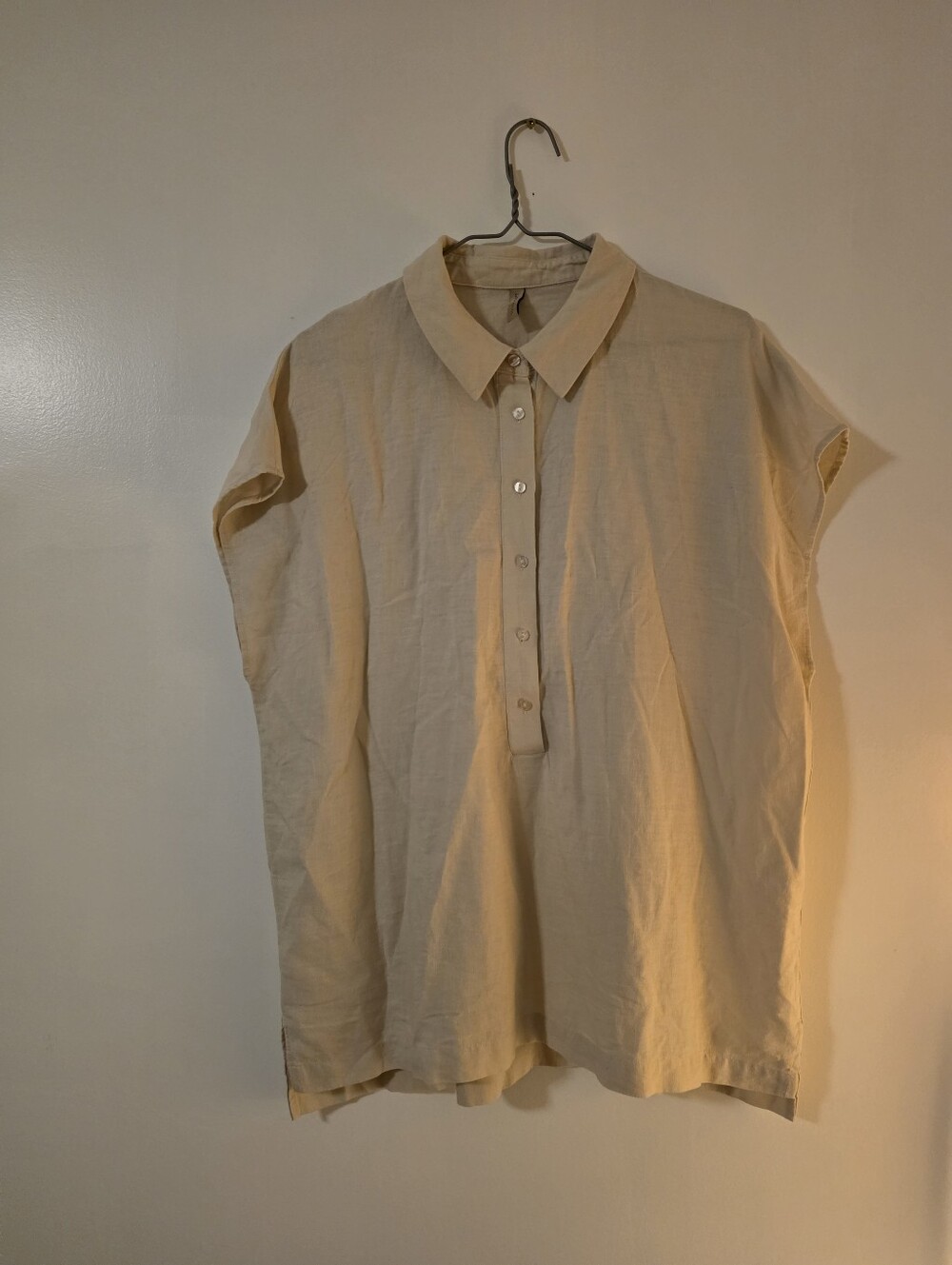 Soya concept Linen Blend Short Sleeve Blouse